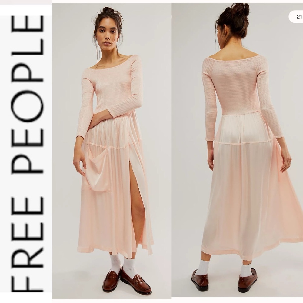 NWOT Free People Lucky Love Midi Dress in Ballet Slipper xs